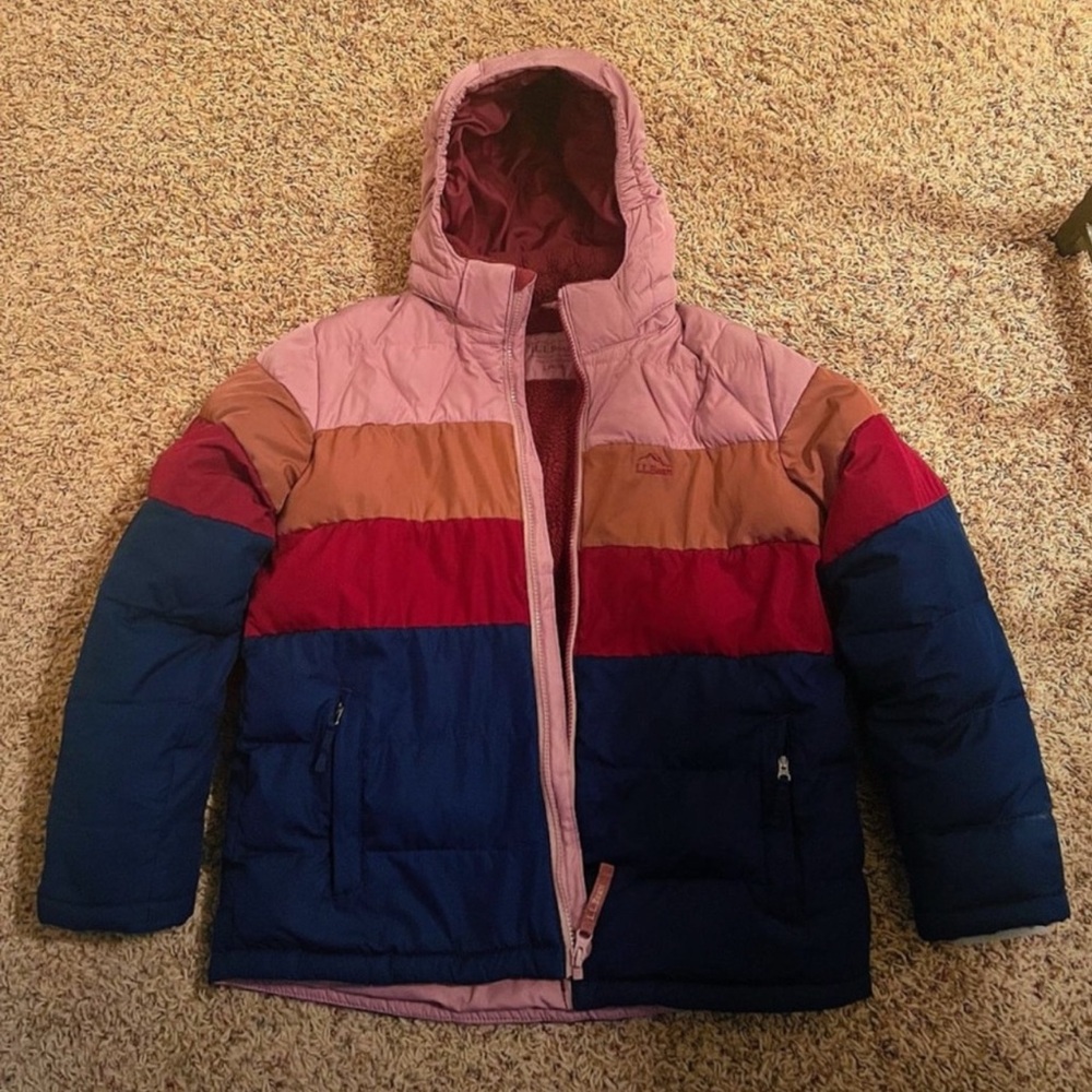 L.L Bean girls 14-16 beautiful mauve berry colorblock jacket